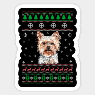 Yorkshire Terrier Ugly Christmas Sweater Funny Dog Lover Owner Gifts Sticker